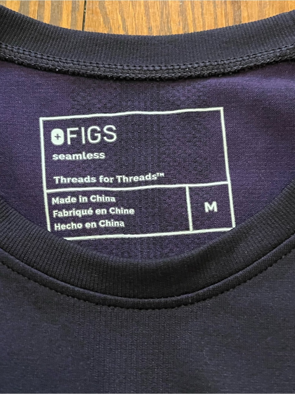 FIGS Women’s Seamless Crewneck Long Sleeve Tee in Deep Navy/Purple